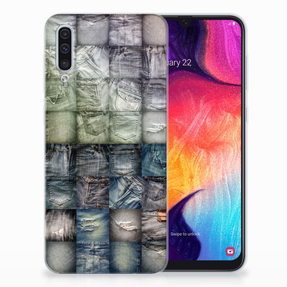 Silicone Back Cover Samsung Galaxy A50 Spijkerbroeken