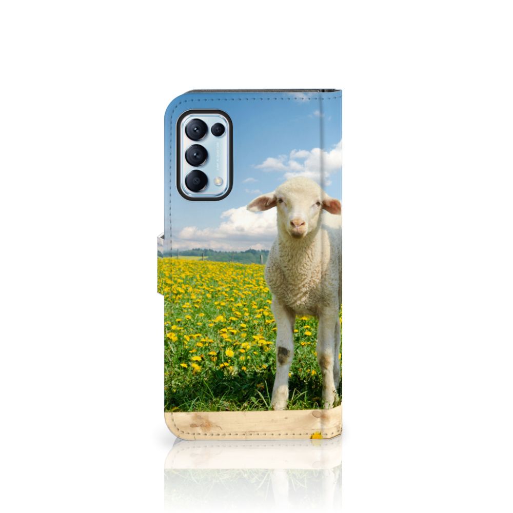 OPPO Find X3 Lite Telefoonhoesje met Pasjes Schaap en Lammetje