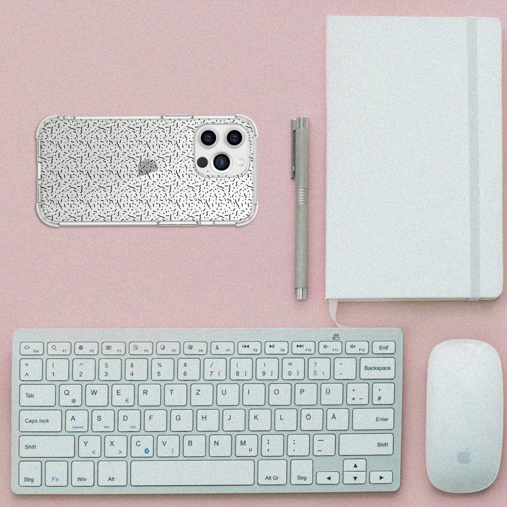iPhone 13 Pro Max Doorzichtige Silicone Hoesje Stripes Dots - B2C Telecom