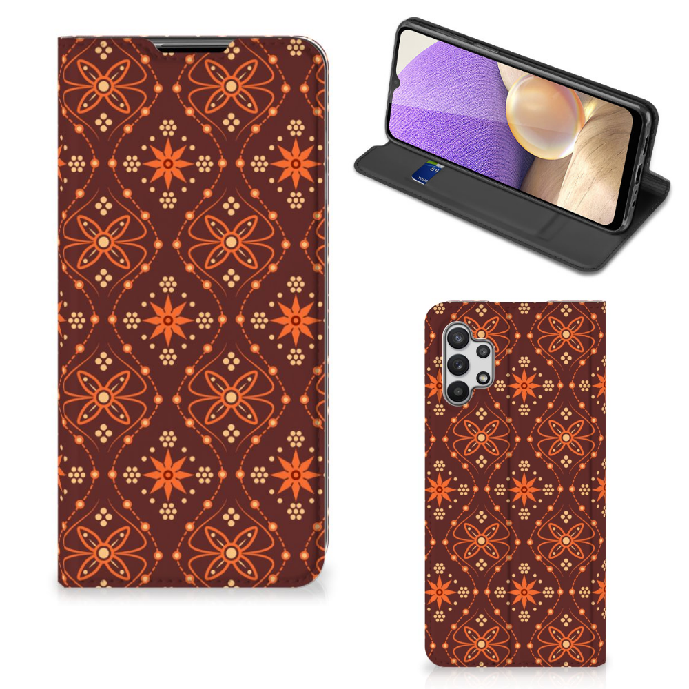 Samsung Galaxy A32 5G Hoesje met Magneet Batik Brown - B2C Telecom