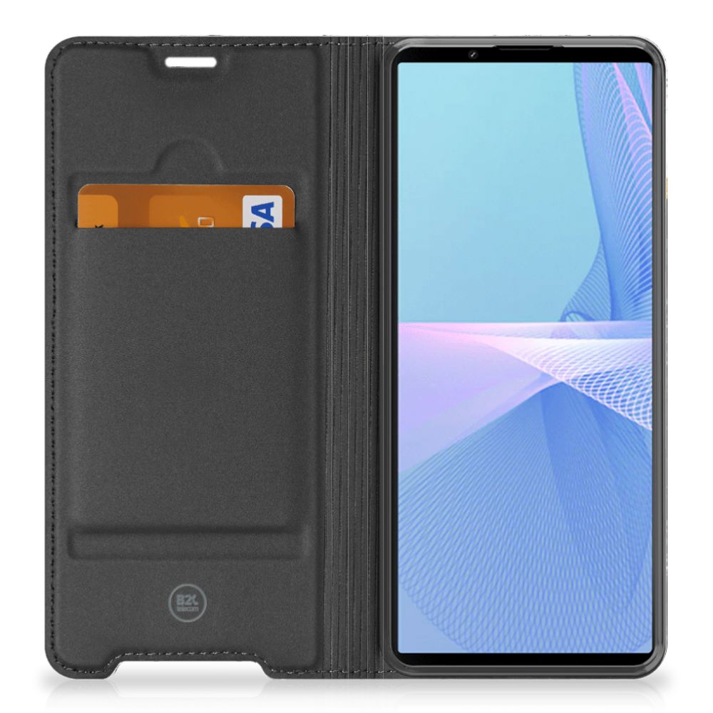 Sony Xperia 10 III Standcase Marmer Wit Zwart - Origineel Cadeau Man - B2C Telecom