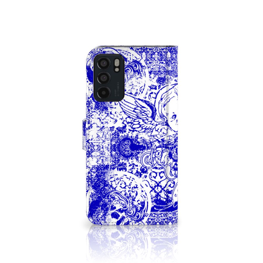 Telefoonhoesje met Naam OPPO Reno6 5G Angel Skull Blauw