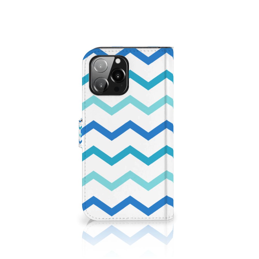 iPhone 13 Pro Max Telefoon Hoesje Zigzag Blauw
