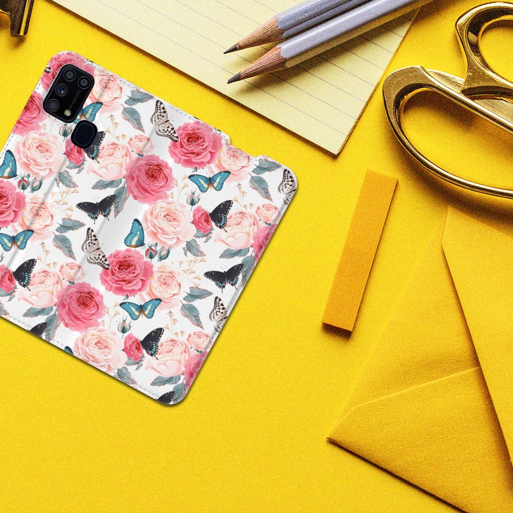 Samsung Galaxy M31 Smart Cover Butterfly Roses - B2C Telecom