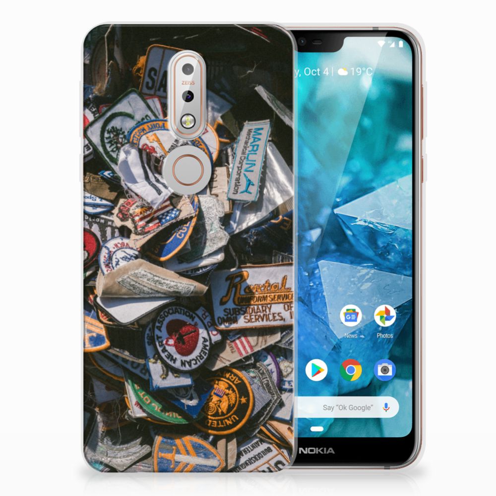 Nokia 7.1 Siliconen Hoesje met foto Badges