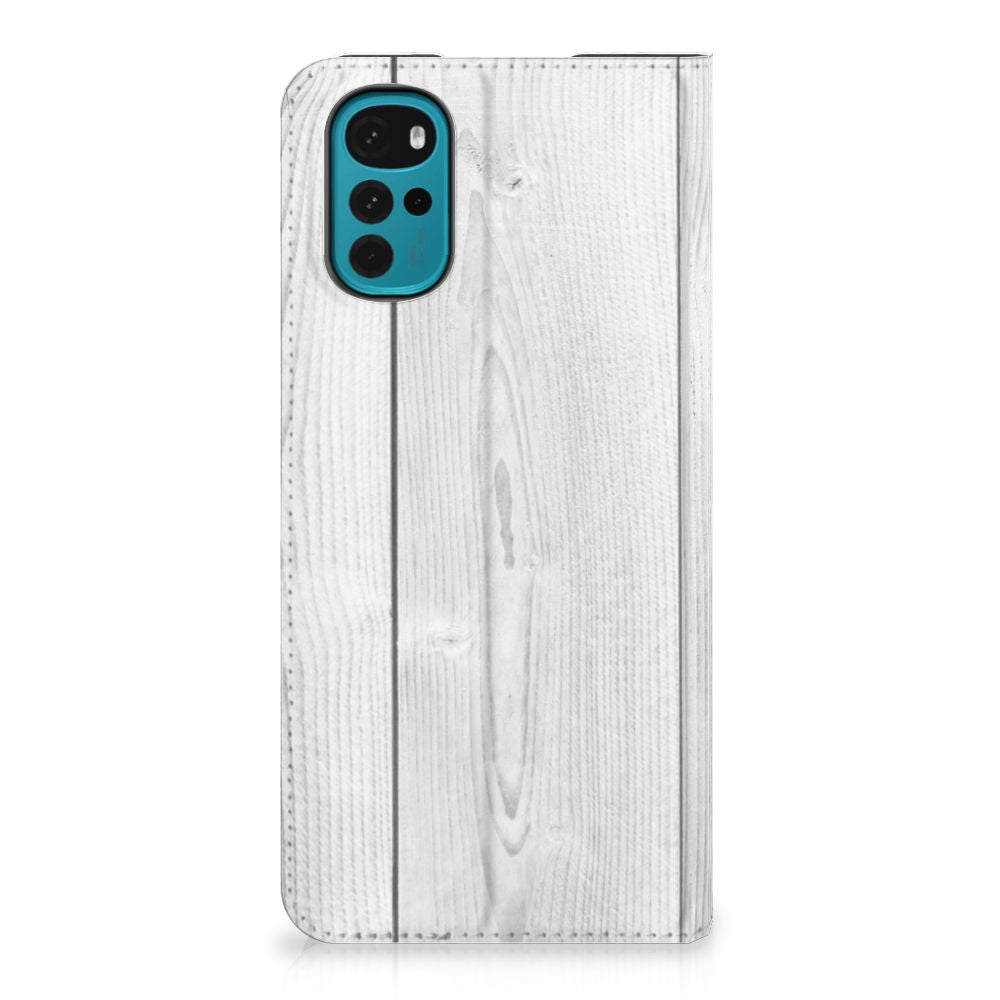 Motorola Moto G22 Book Wallet Case White Wood - B2C Telecom