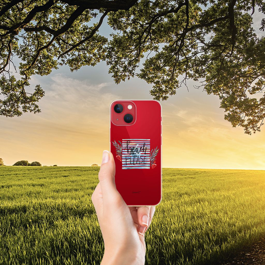 Apple iPhone 13 Telefoonhoesje met Naam Boho Beach in hand met 'Beach Please' ontwerp