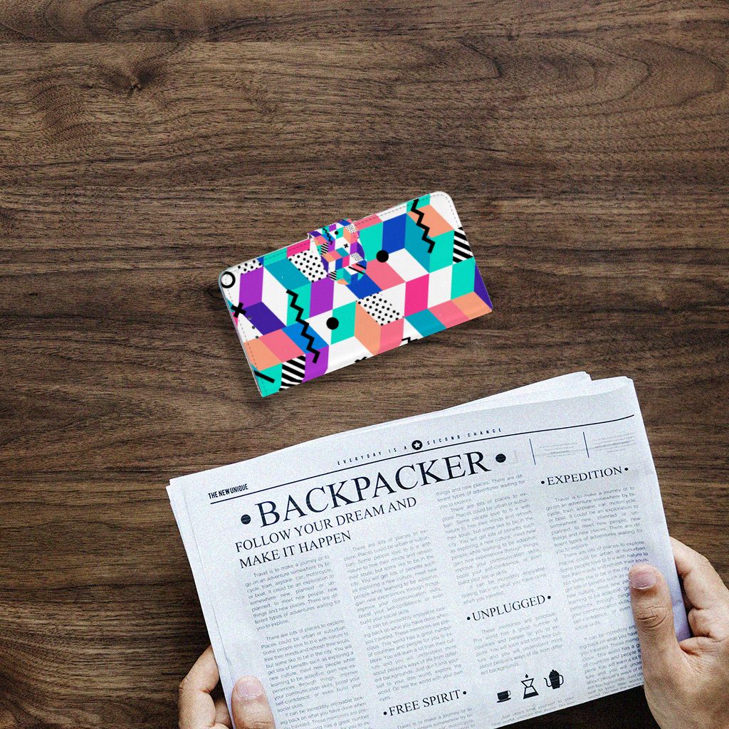 Samsung Galaxy J7 2016 Book Case Blokken Kleurrijk