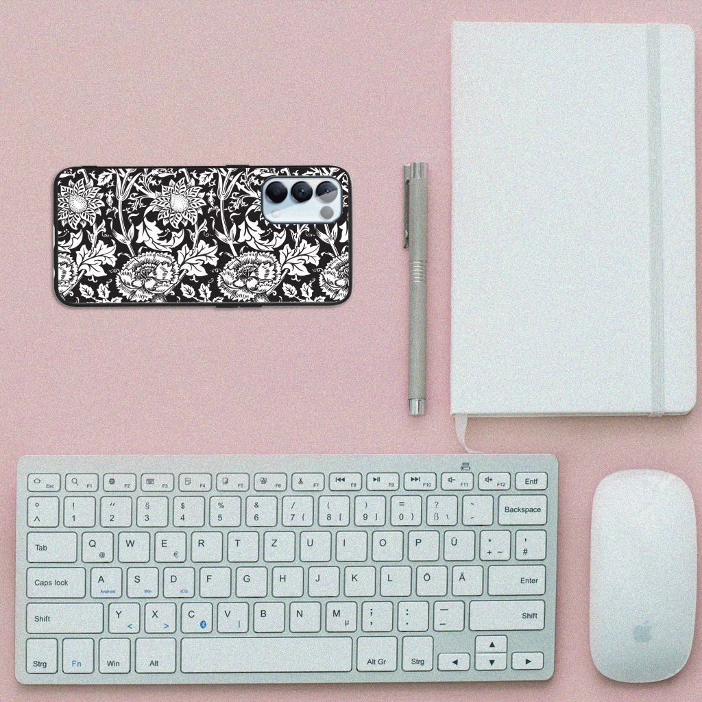 OPPO Reno5 5G | Find X3 Lite Bloemen Hoesje Black Flowers B2C Telecom