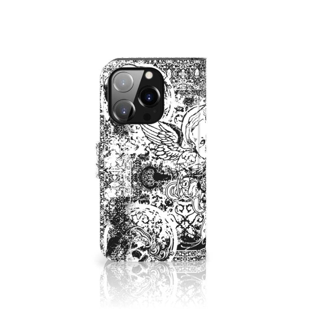 Telefoonhoesje met Naam iPhone 14 Pro Skulls Angel