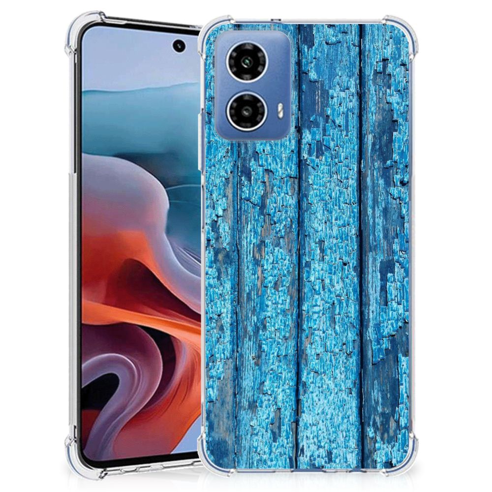 Motorola Moto G34 Stevig Telefoonhoesje Wood Blue B2C Telecom