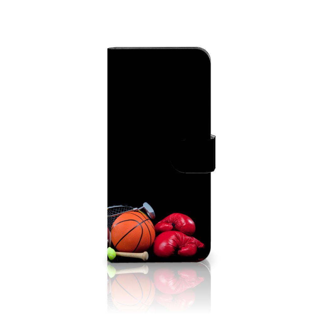 Motorola Edge 20 Lite Wallet Case met Pasjes Sports met basketbal en bokshandschoenen design
