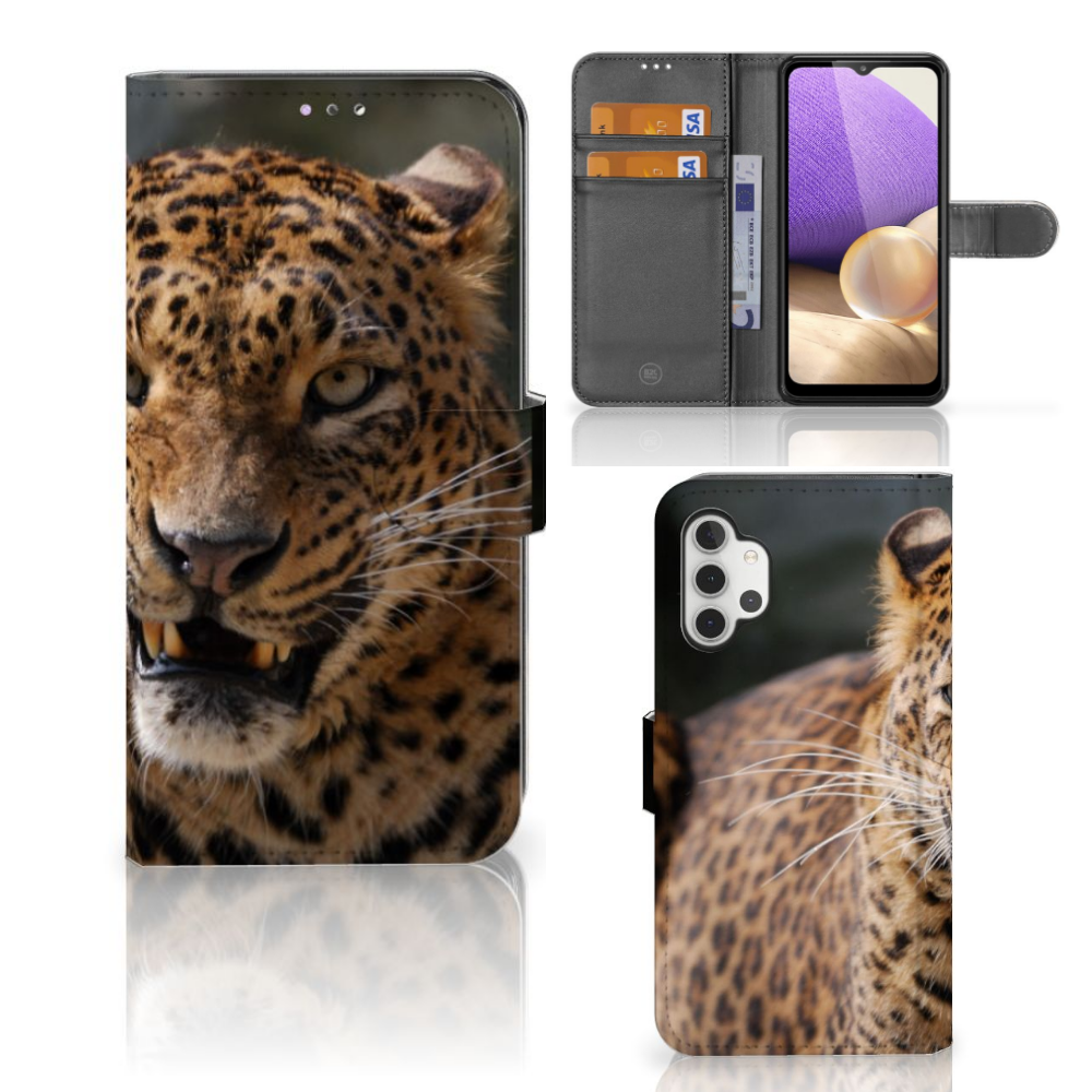 Samsung Galaxy A32 4G Telefoonhoesje met Pasjes Luipaard
