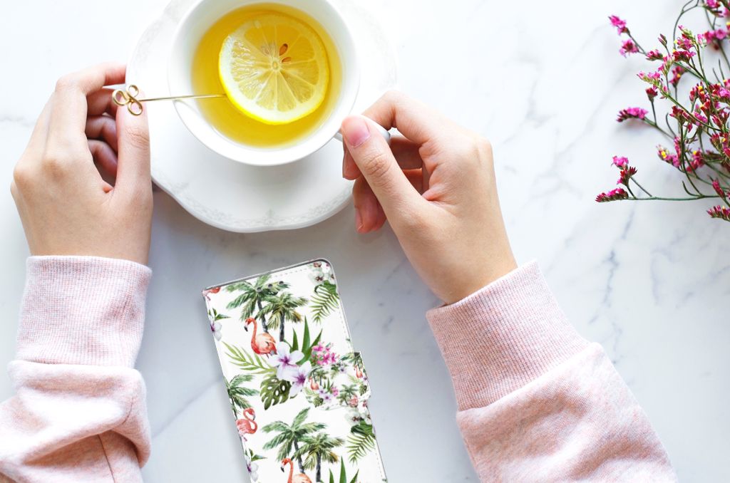 Sony Xperia XZ1 Telefoonhoesje met Pasjes Flamingo Palms