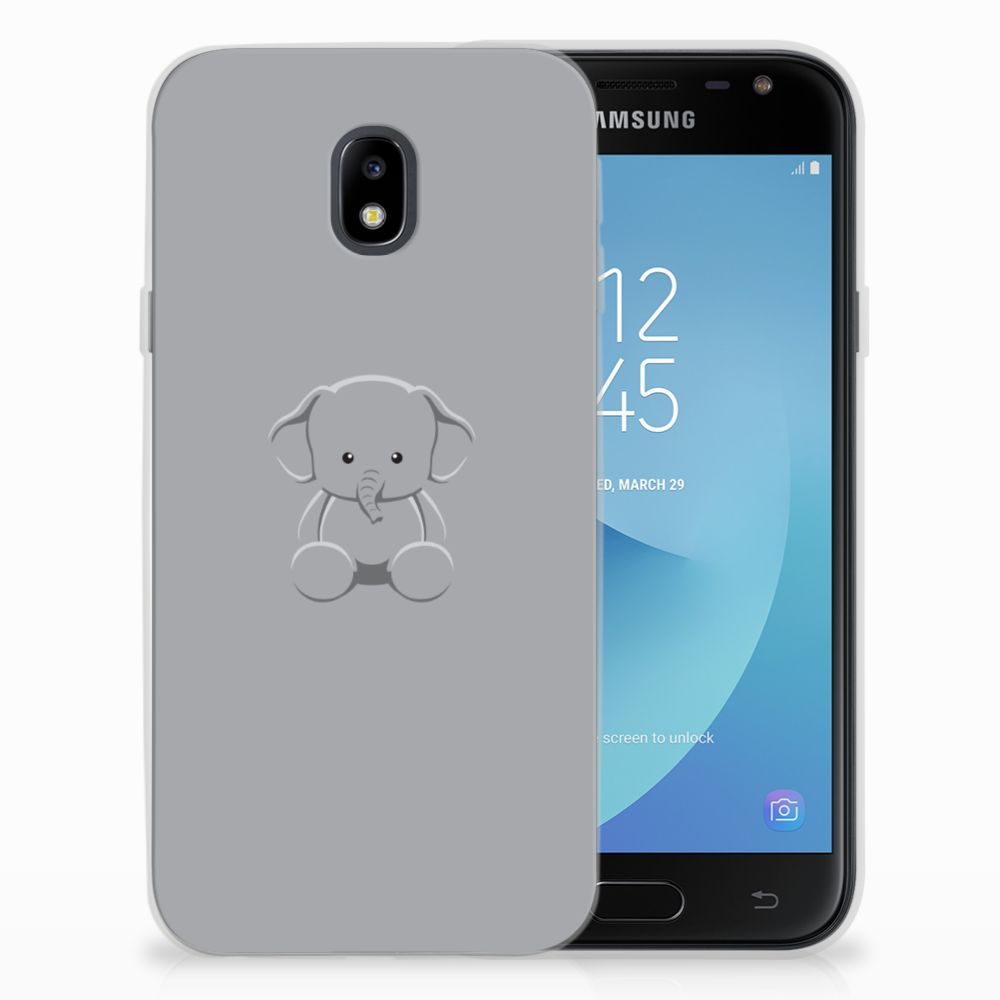 Samsung Galaxy J3 2017 Telefoonhoesje met Naam Grijs Baby Olifant