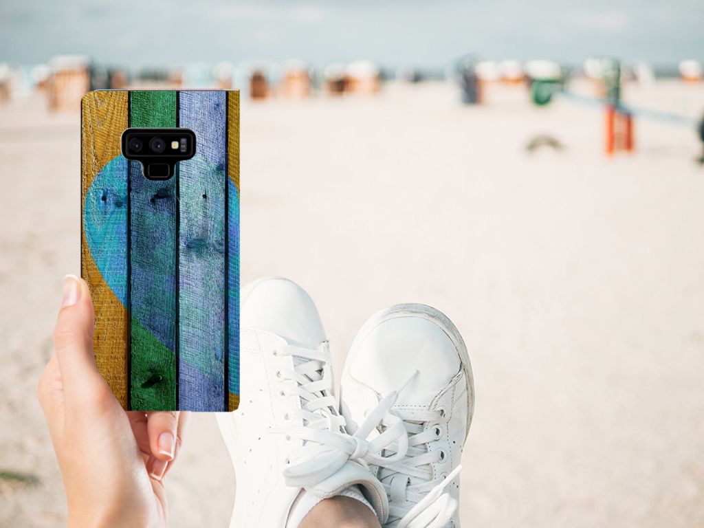 Samsung Galaxy Note 9 Book Wallet Case Wood Heart - Cadeau voor je Vriend