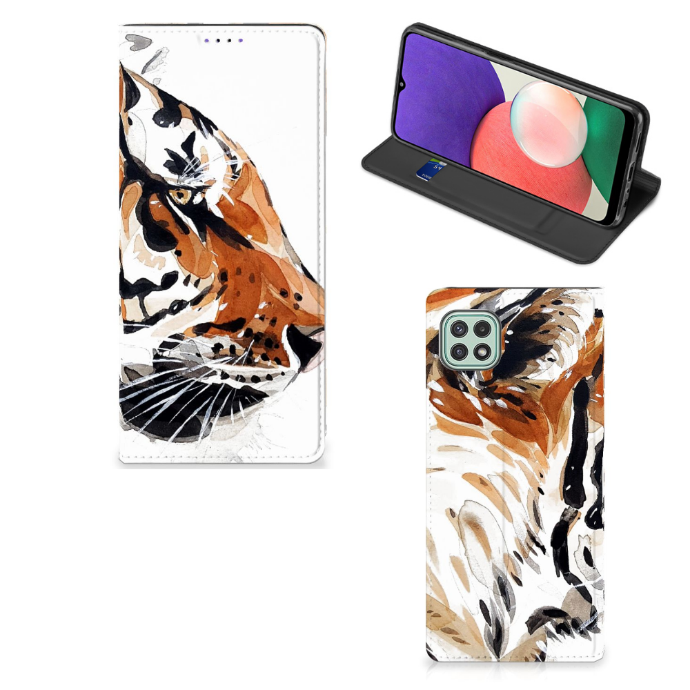 Bookcase Samsung Galaxy A22 5G Watercolor Tiger - B2C Telecom