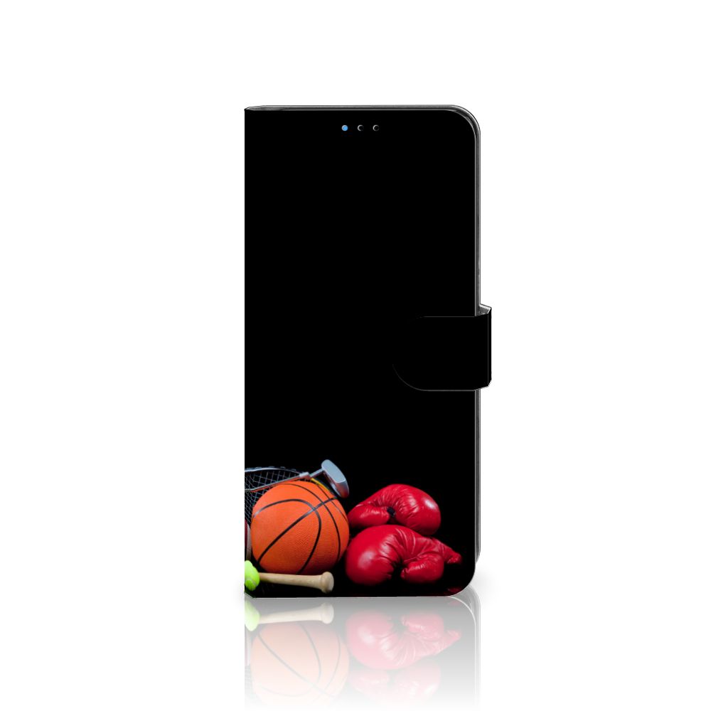 Motorola Moto E20 | E30 | E40 Wallet Case met Pasjes Sports met sportafbeeldingen zoals basketbal en bokshandschoenen.