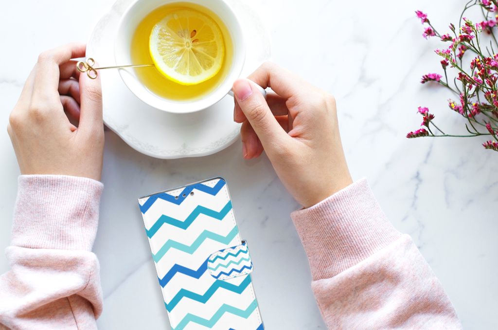 Sony Xperia XZ1 Telefoon Hoesje Zigzag Blauw