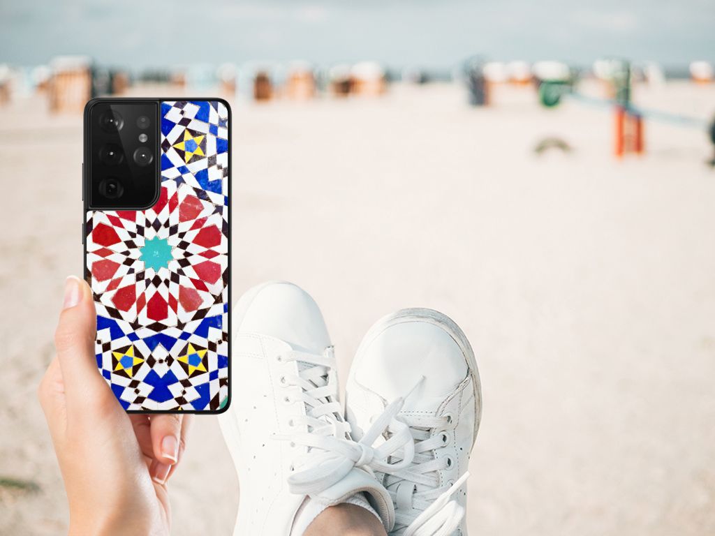 Samsung Galaxy S21 Ultra Marmeren Print Telefoonhoesje Mozaïek B2C Telecom