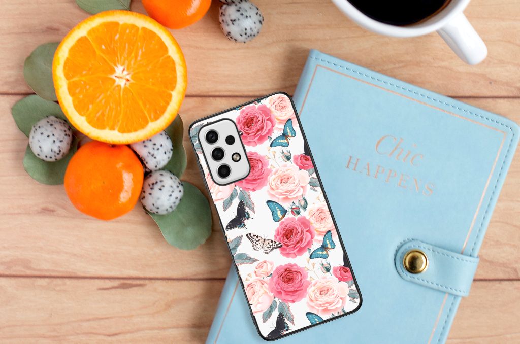 Samsung Galaxy A23 Bloemen Hoesje Butterfly Roses B2C Telecom