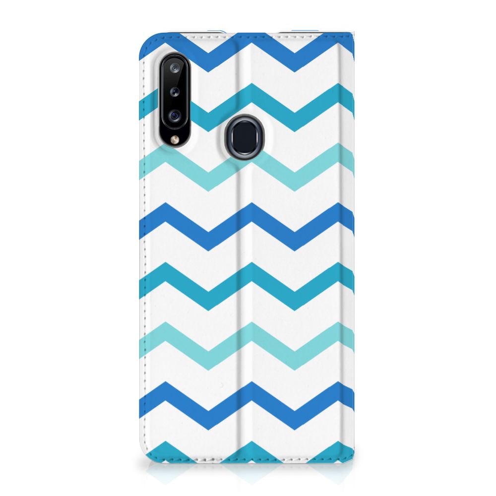 Samsung Galaxy A20s Hoesje met Magneet Zigzag Blauw - B2C Telecom