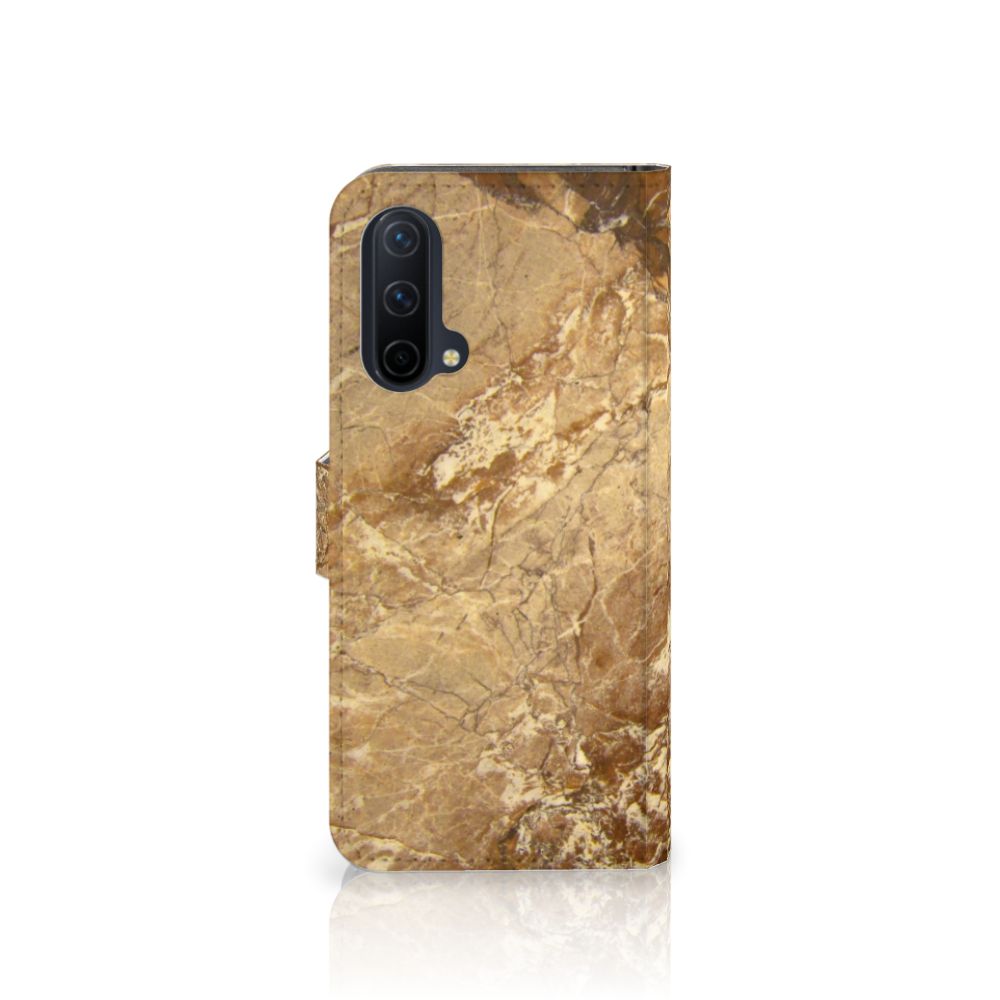 OnePlus Nord CE 5G Bookcase Marmer Creme met luxe marmerdesign voor optimale bescherming.