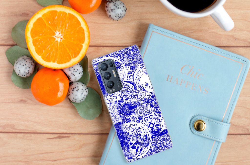 Silicone Back Case OPPO Find X3 Neo Angel Skull Blauw B2C Telecom
