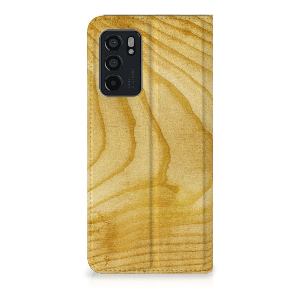 OPPO Reno6 5G Book Wallet Case Licht Hout - B2C Telecom