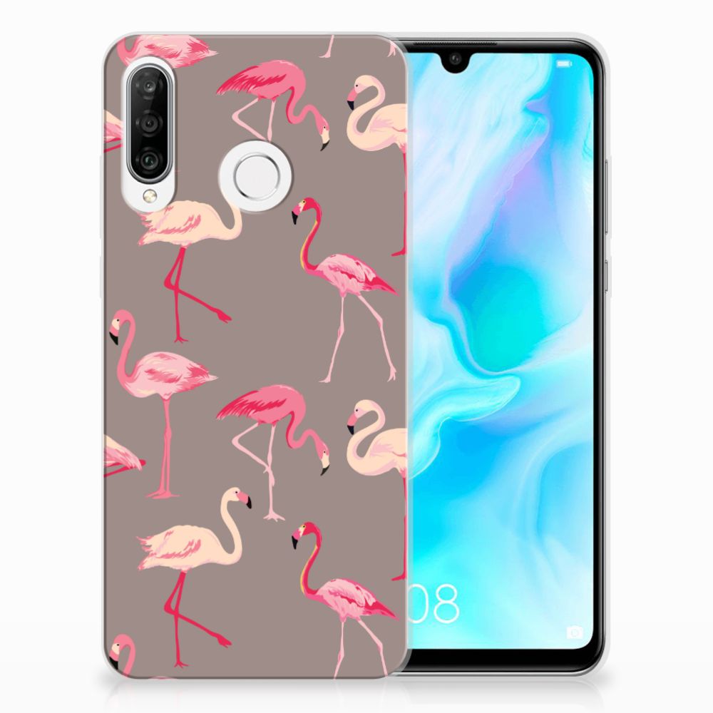 Huawei P30 Lite TPU Hoesje Flamingo