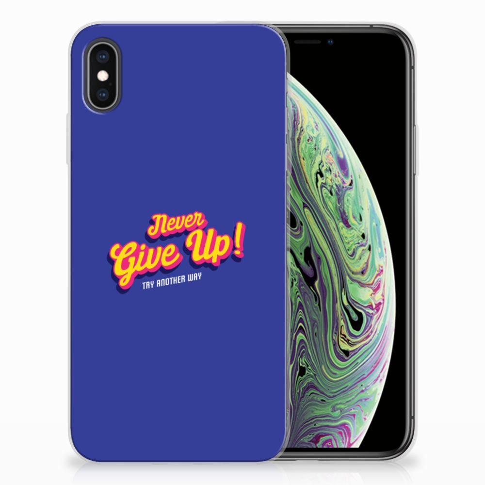 Apple iPhone Xs Max Siliconen hoesje met naam Never Give Up