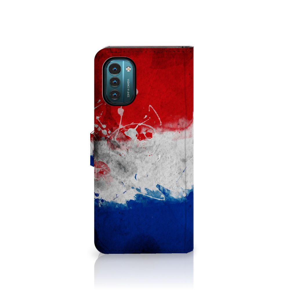 Nokia G11 | G21 Bookstyle Case Nederland met artistieke Nederlandse vlag