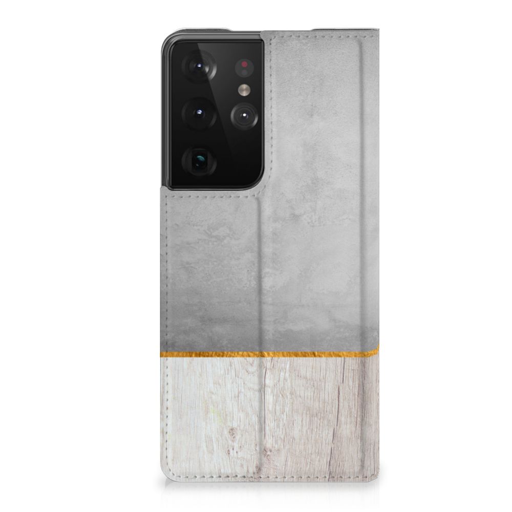 Samsung Galaxy S21 Ultra Book Wallet Case Wood Concrete - B2C Telecom