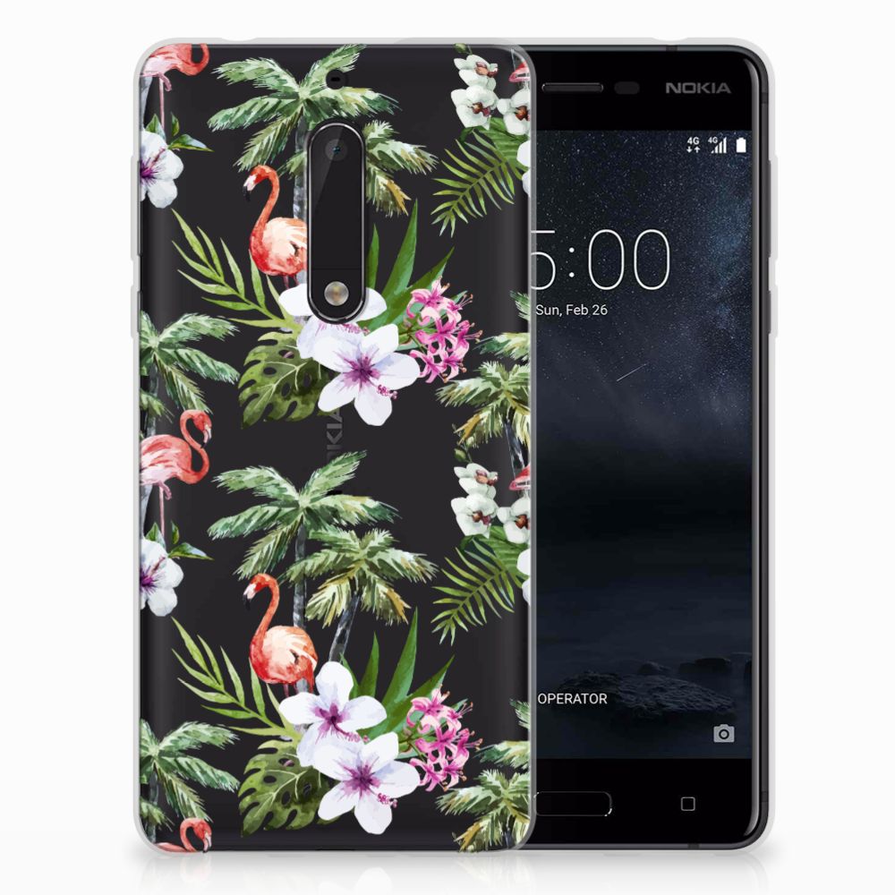 Nokia 5 TPU Hoesje Flamingo Palms