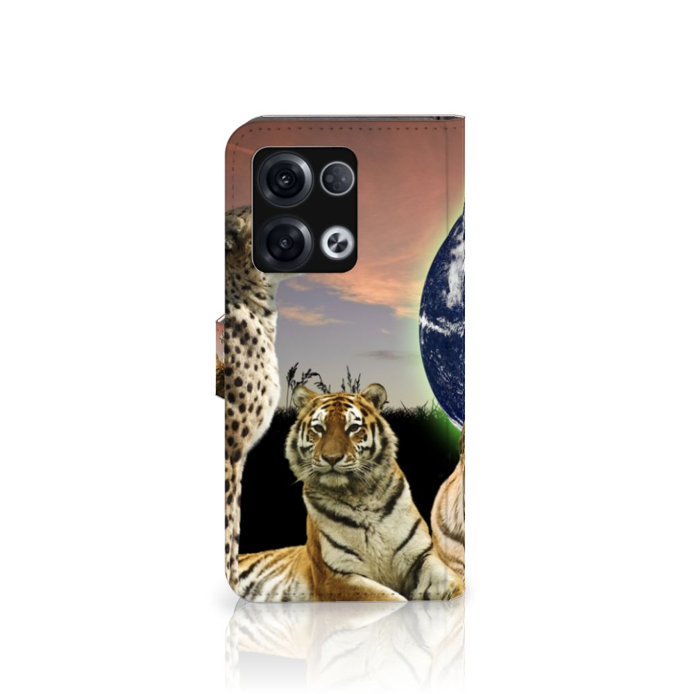 OPPO Reno8 Pro Telefoonhoesje met Pasjes Roofdieren