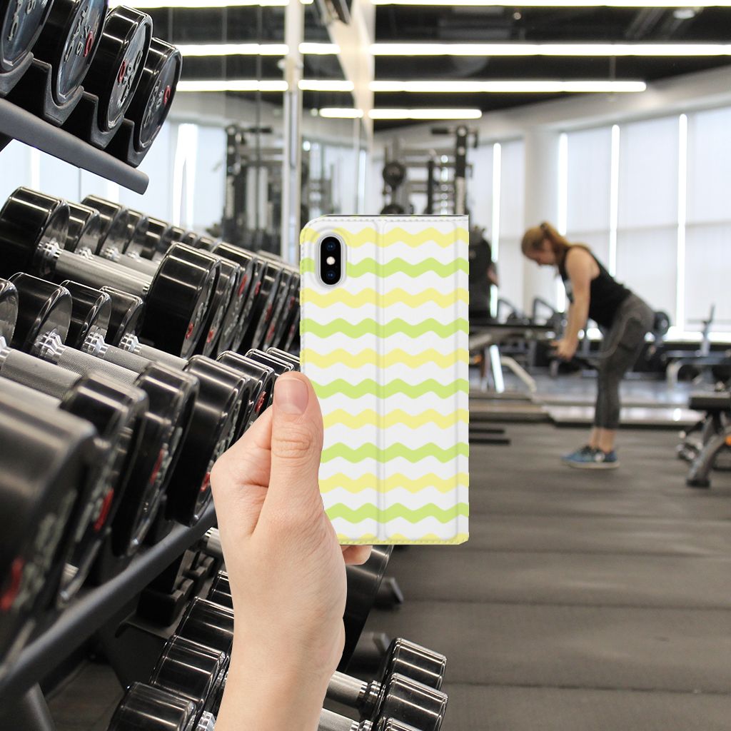Apple iPhone Xs Max Hoesje met Magneet Waves Yellow
