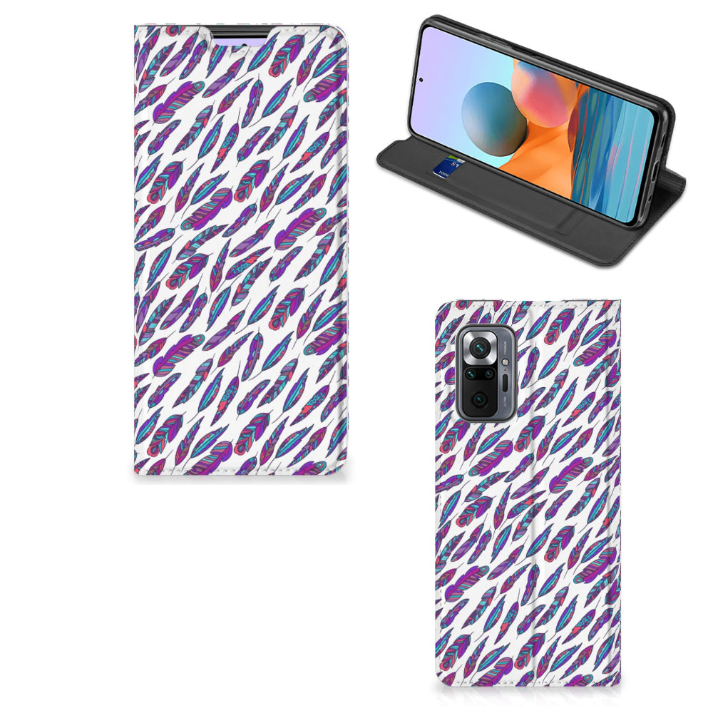 Xiaomi Redmi Note 10 Pro Hoesje met Magneet Feathers Color