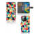 iPhone 14 Pro Telefoon Hoesje Geruit met kleurrijk ruitjesdesign en ruimte voor pasjes.