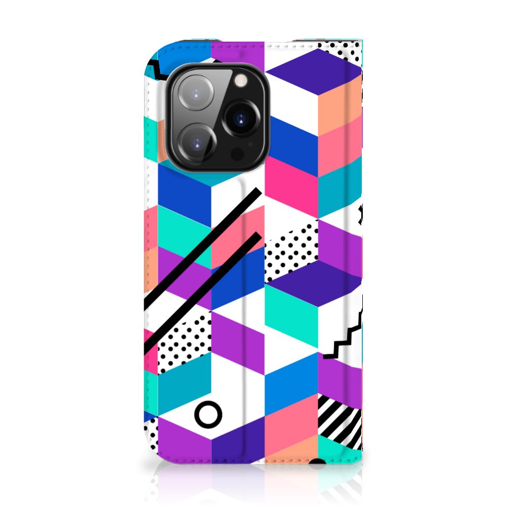 iPhone 14 Pro Stand Case Blokken Kleurrijk