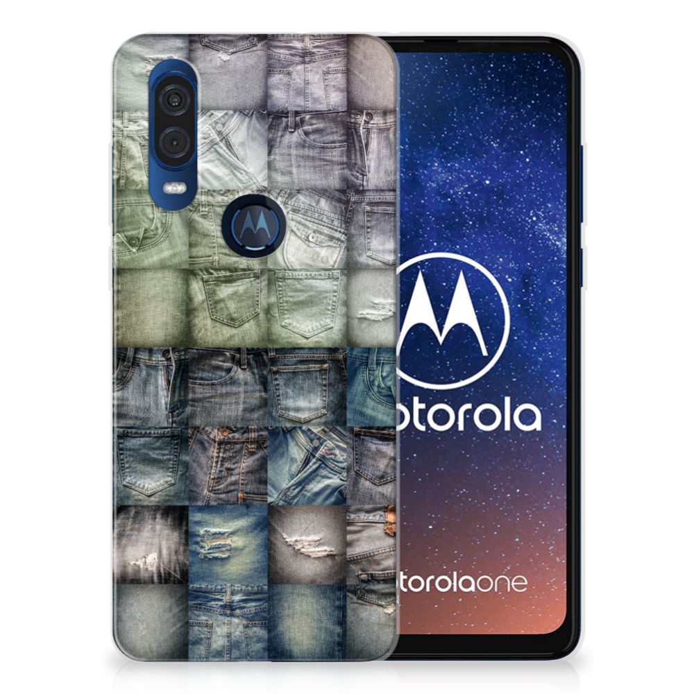 Silicone Back Cover Motorola One Vision Spijkerbroeken