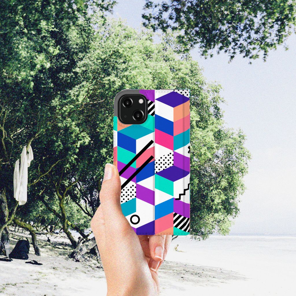 iPhone 13 Stand Case Blokken Kleurrijk