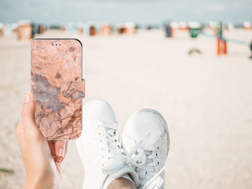 Samsung Galaxy S10e Bookcase Marmer Oranje
