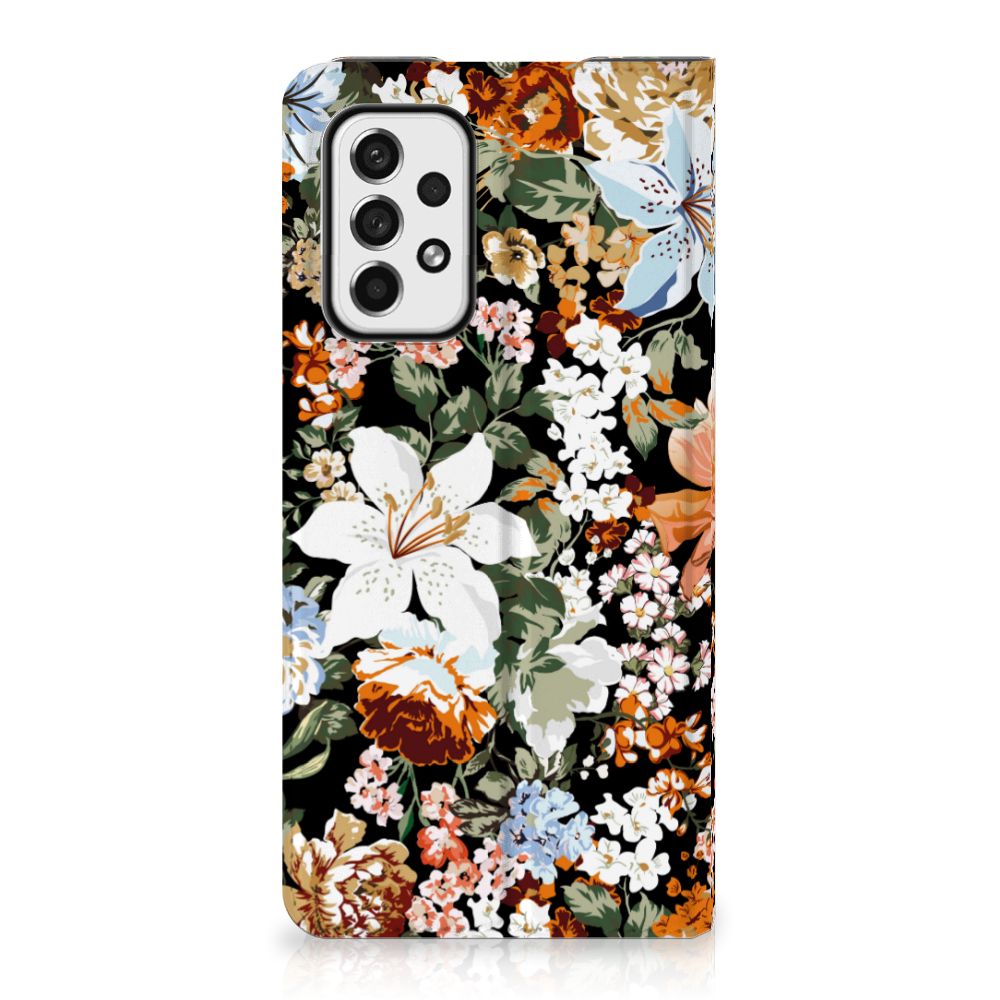 Smart Cover voor Samsung Galaxy A73 Dark Flowers - B2C Telecom