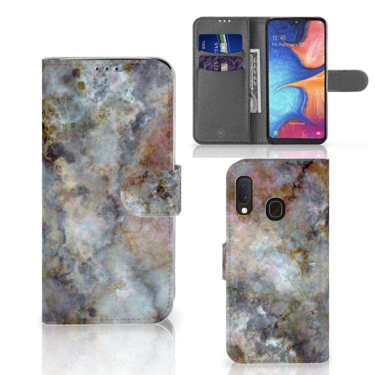 Samsung Galaxy A20e Bookcase Marmer Grijs