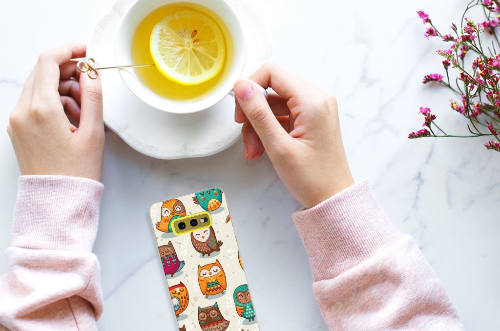 Samsung Galaxy S10e TPU Hoesje Vrolijke Uilen
