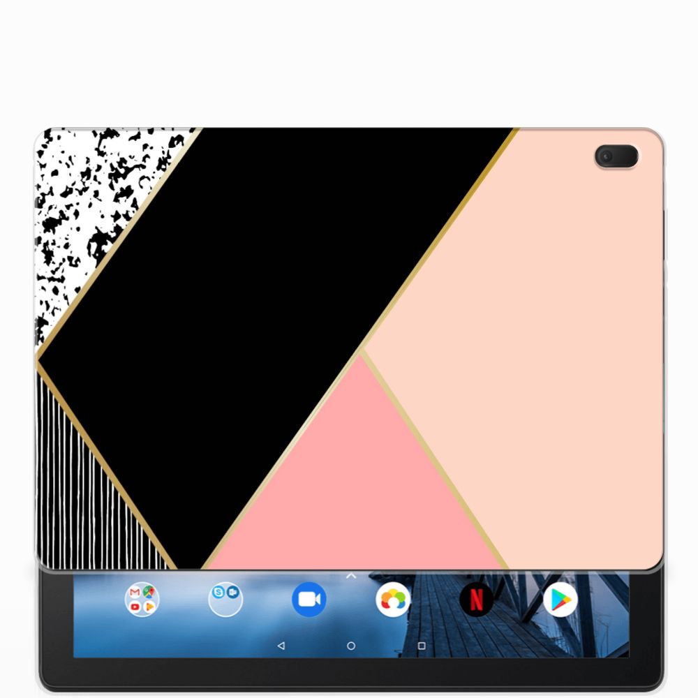 Lenovo Tab E10 Back Cover Zwart Roze Vormen