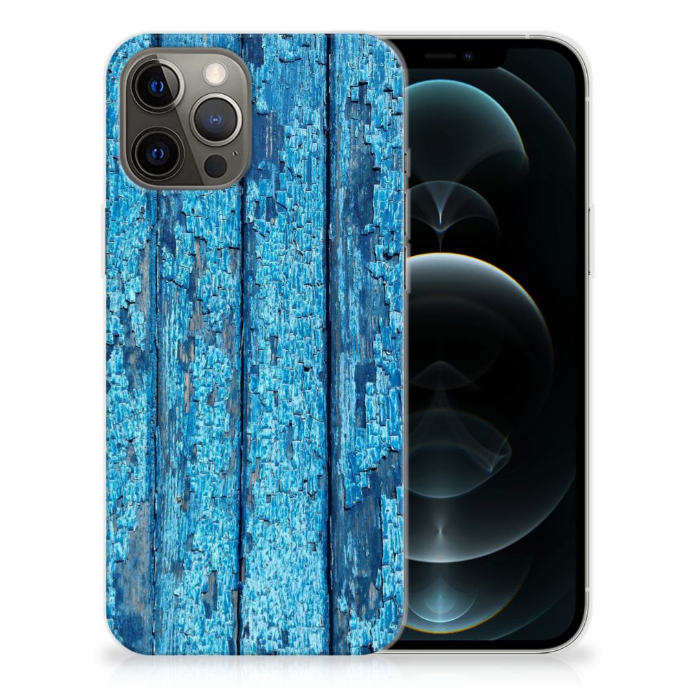 iPhone 12 Pro Max Bumper Hoesje Wood Blue B2C Telecom