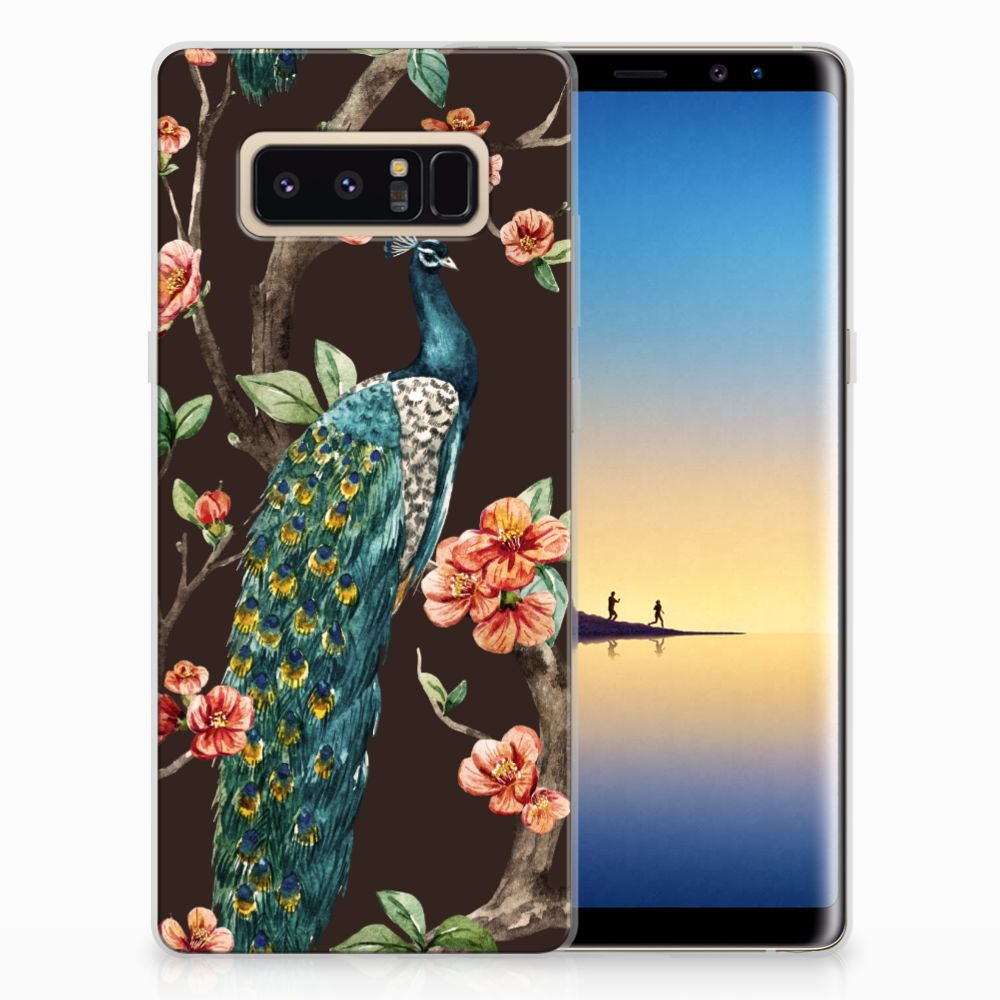 Samsung Galaxy Note 8 TPU Hoesje Pauw met Bloemen