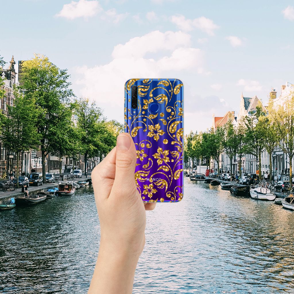 Honor 20 Lite TPU Case Gouden Bloemen