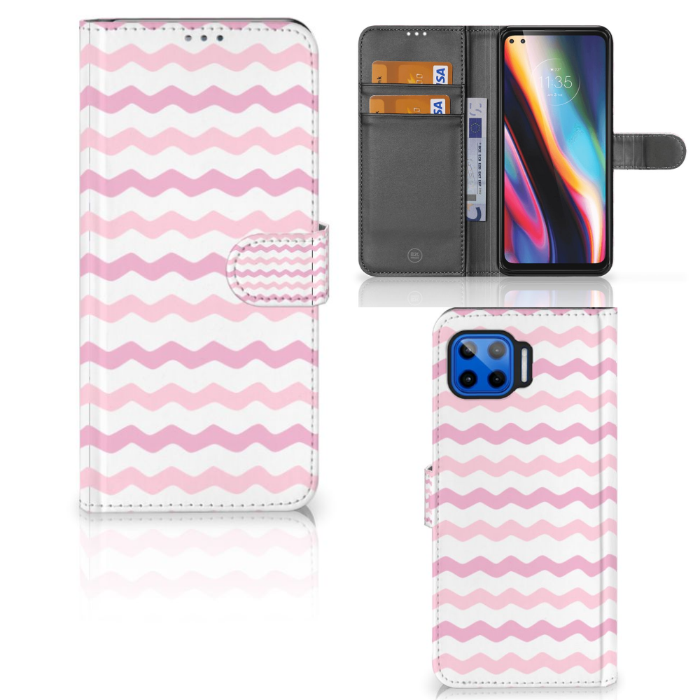 Motorola Moto G 5G Plus Telefoon Hoesje Waves Roze
